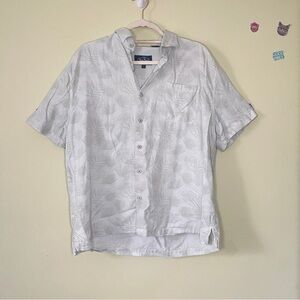 Men's light Green Palm Print Silk and Cotton Shirt